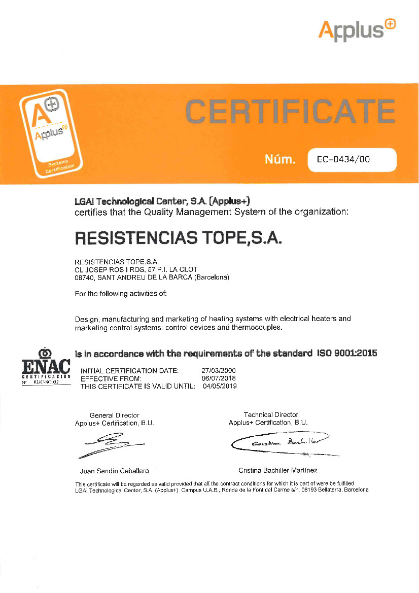 Our ISO has been updated and we obtain ISO: 9001: 2015